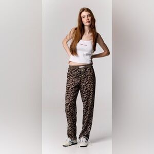 Hand Over Leopard Print Silk Pants